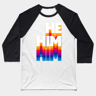 He/Him Pronouns / Retro Faded Design Baseball T-Shirt